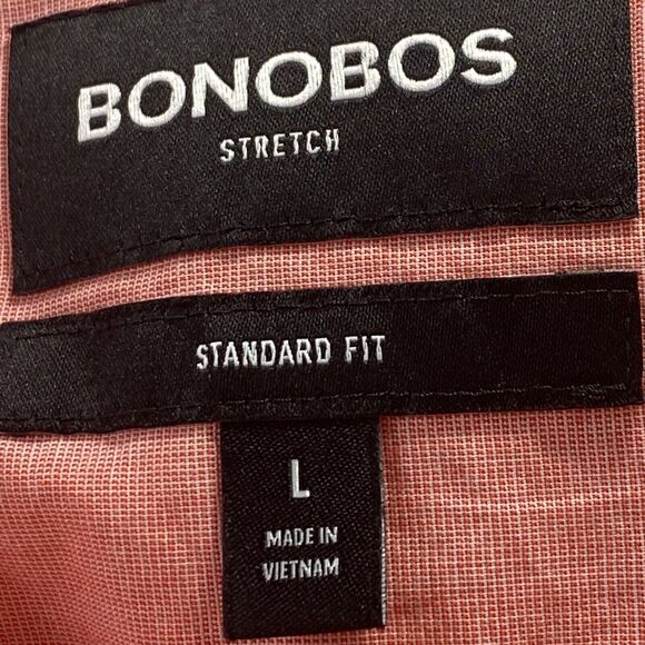 Bonobos Button Up Shirt Mens Large Pink Short Sleeve Stretch Standard Fit 128054 - Picture 5 of 6